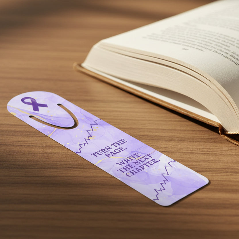 Lavender “Turn the Page” Metal Bookmark – Epilepsy Awareness