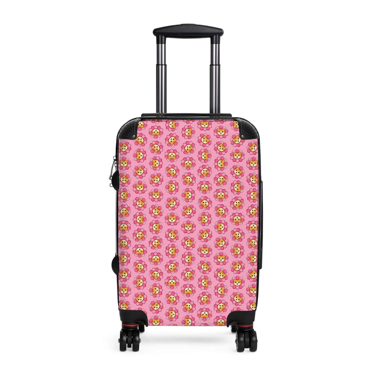 Pink Cat Flower Suitcase | Cute Chaos Travel Luggage