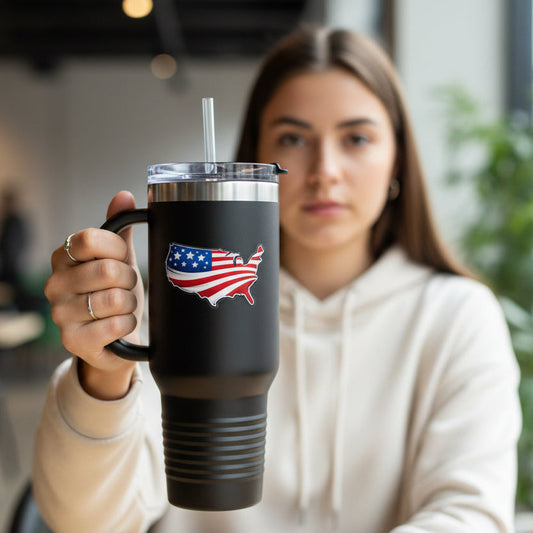 USA Map 40oz Insulated Tumbler with Handle | Patriotic Drinkware