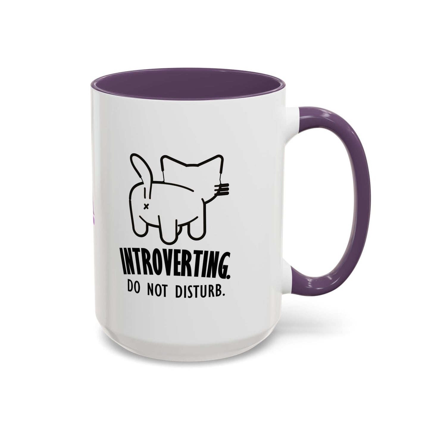 Introverting. Do Not Disturb. Two-Tone Cat Coffee Mug (11oz & 15oz)