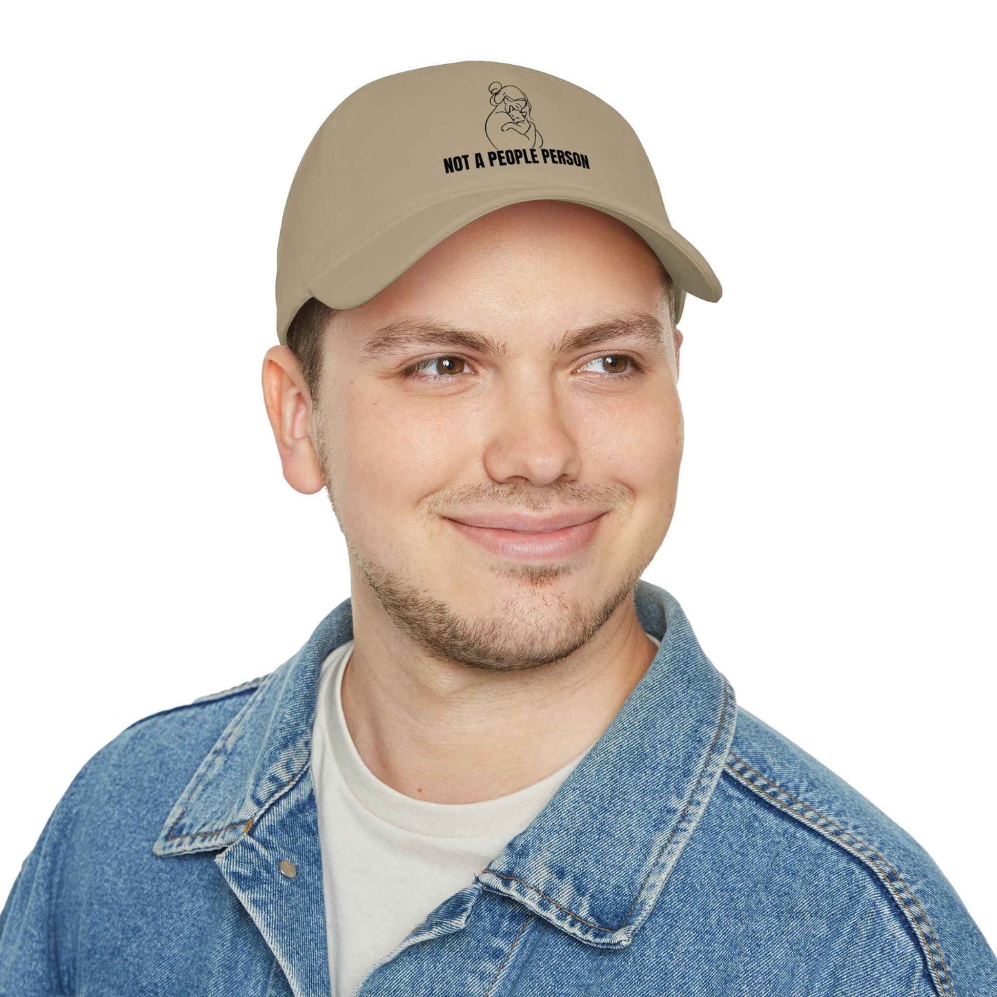 “Not a People Person” Cat Line Art Hat – Low Profile Cotton Cap (Unbothered Edition)