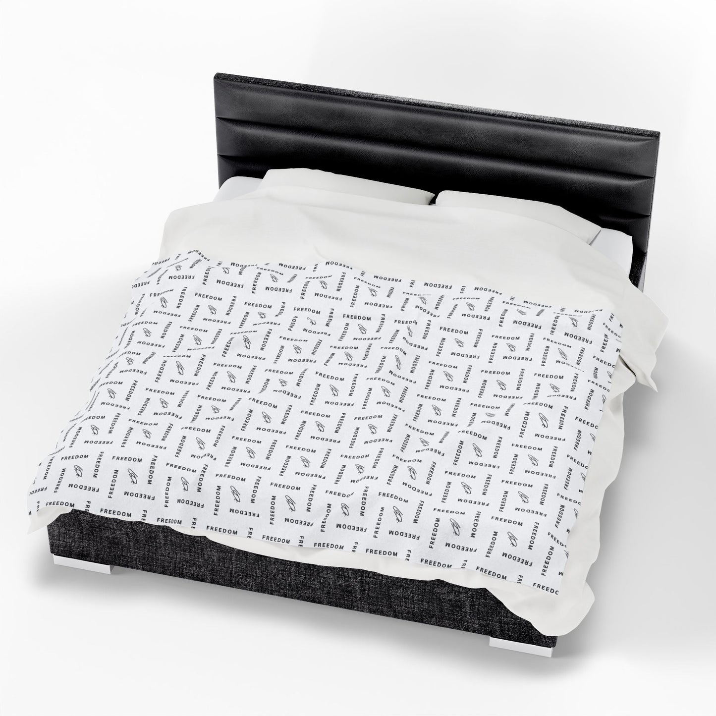 Black & White Freedom Velveteen Plush Blanket – Ultra-Soft Comfort Throw