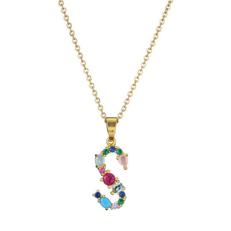 GEMSTONE LETTER NECKLACE