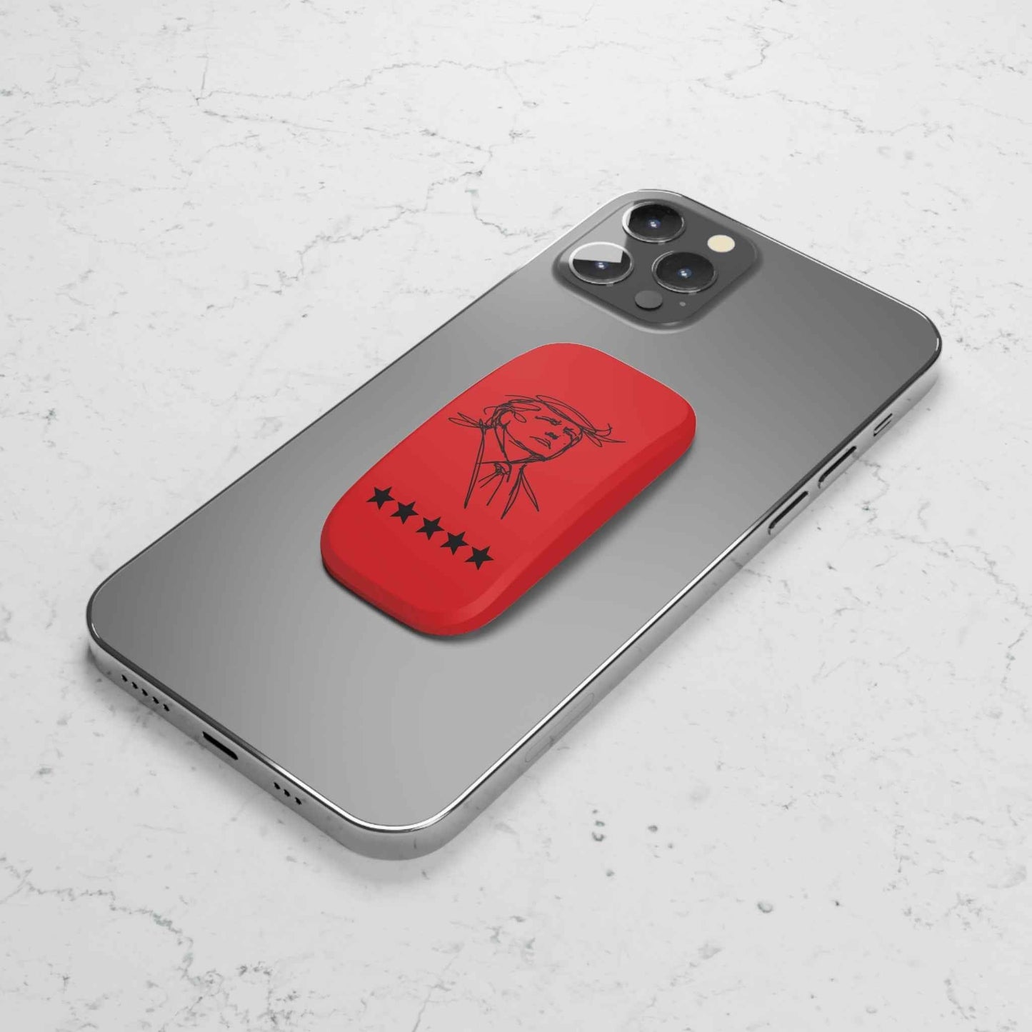 Minimal Line Portrait Phone Grip — Red Signal Edition