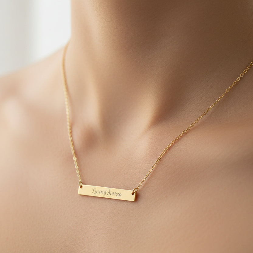 Living Aware — Engraved Bar Necklace