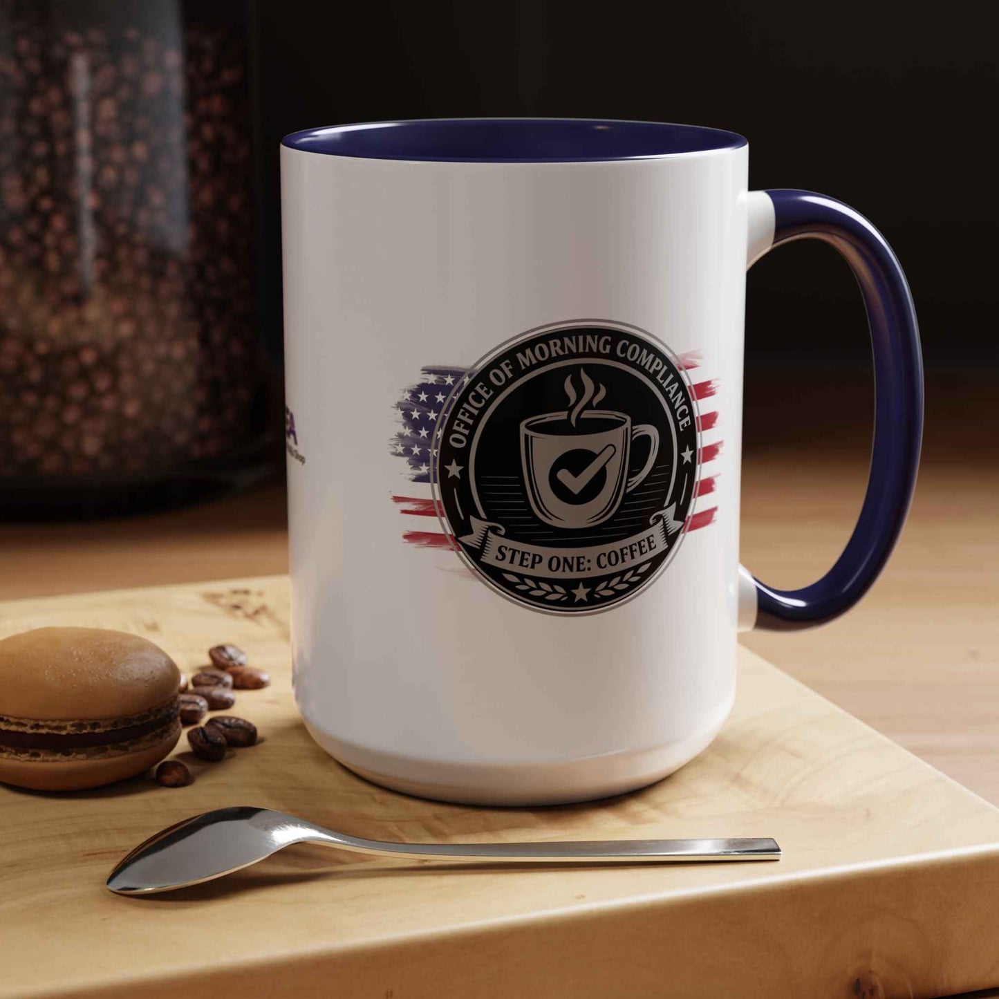 Office of Morning Compliance Coffee Mug – “Step One: Coffee” Official Seal Cup