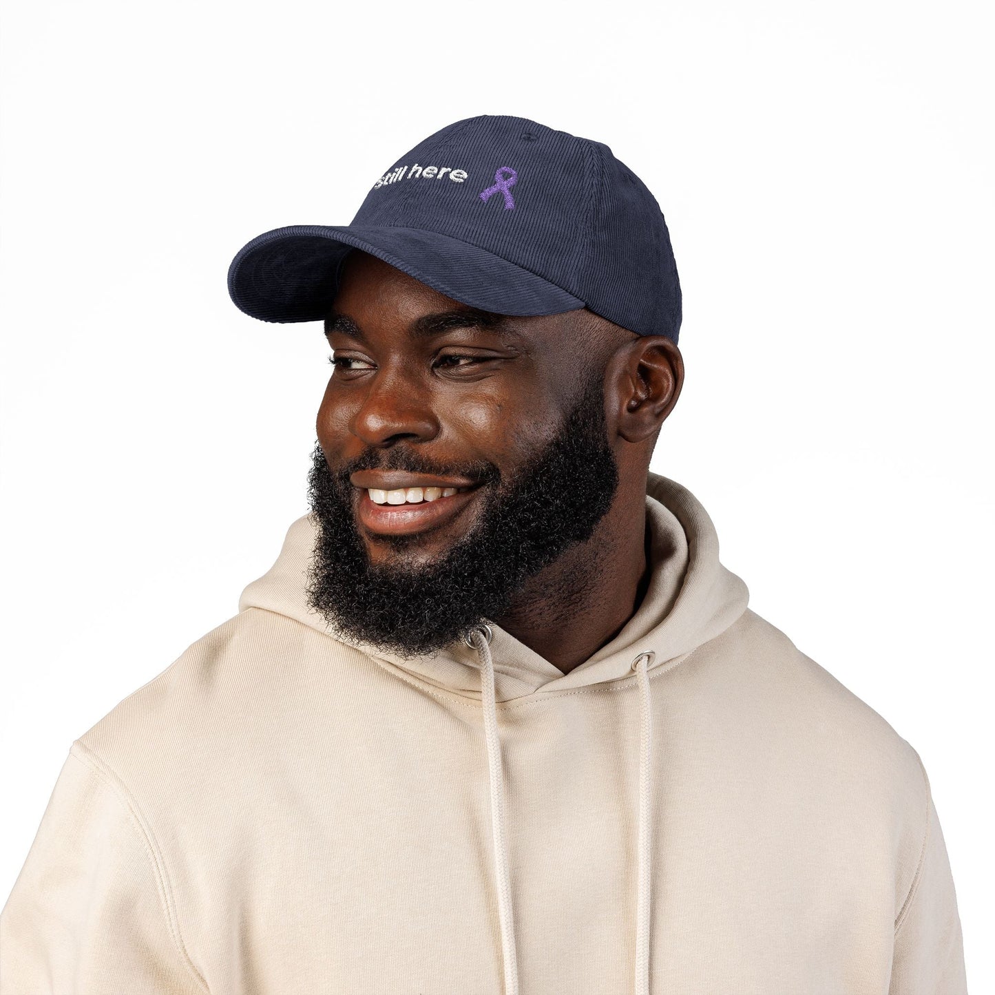 Still Here – Lavender Ribbon Embroidered Corduroy Cap