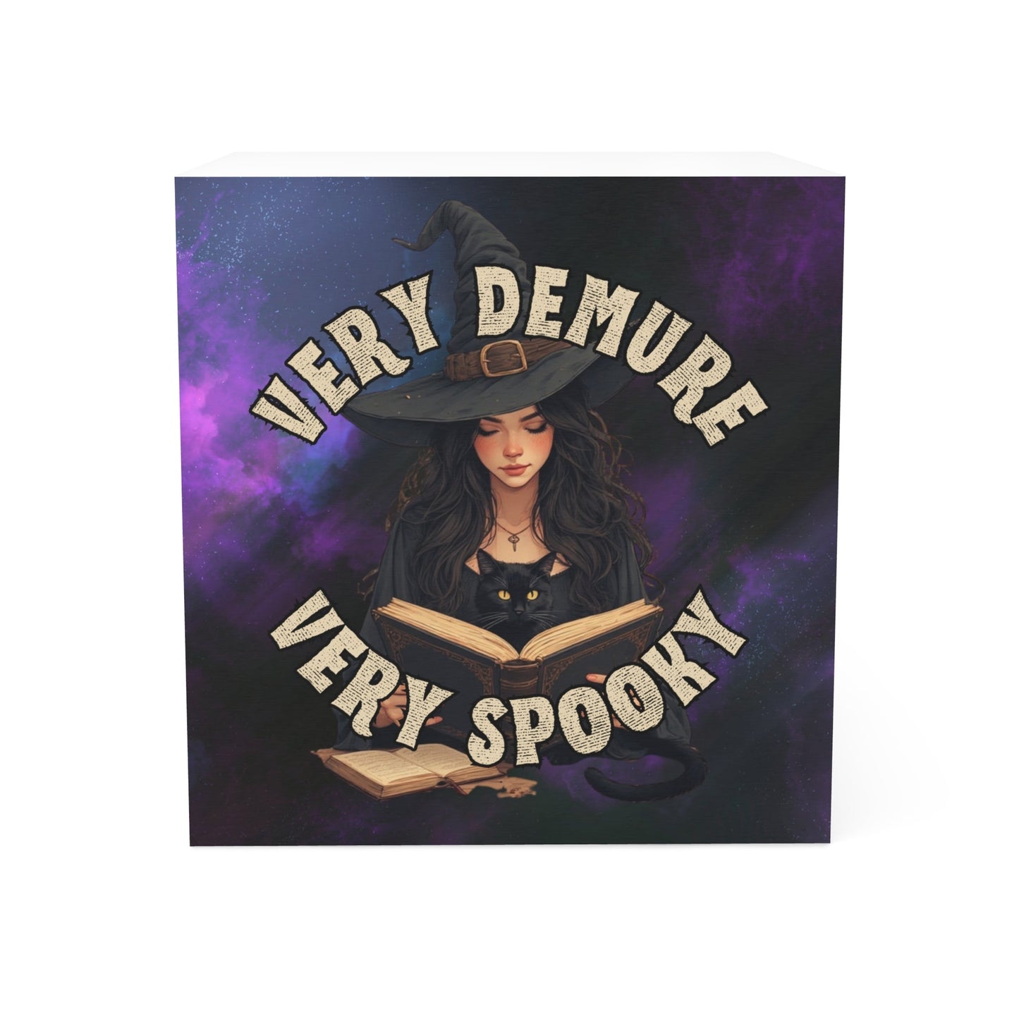 Spooky Witch Cat Lady Note Cube