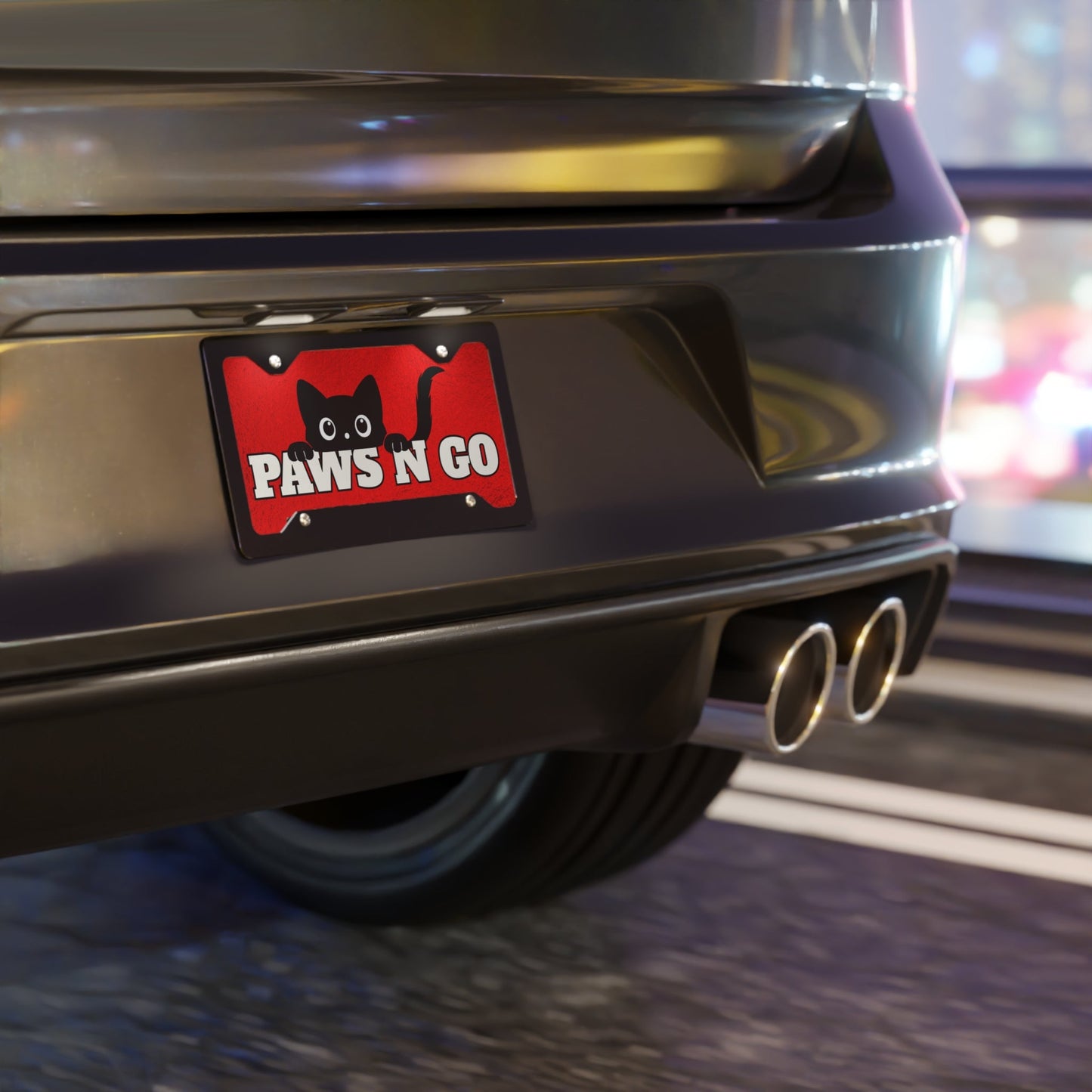 PAWS ’N GO Cat Vanity Plate – Playful Front-of-Car Cat Humor
