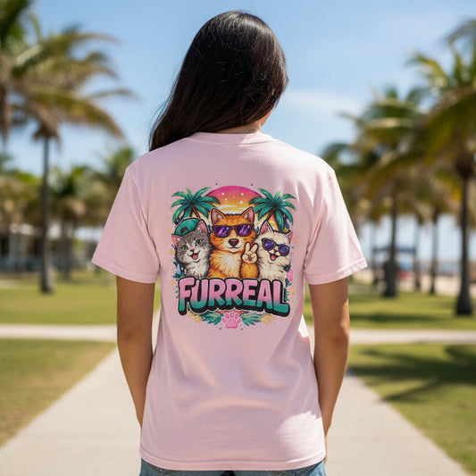 Furreal Cat Sunset Tee | Cool Cats, No Explanation Unisex T-Shirt