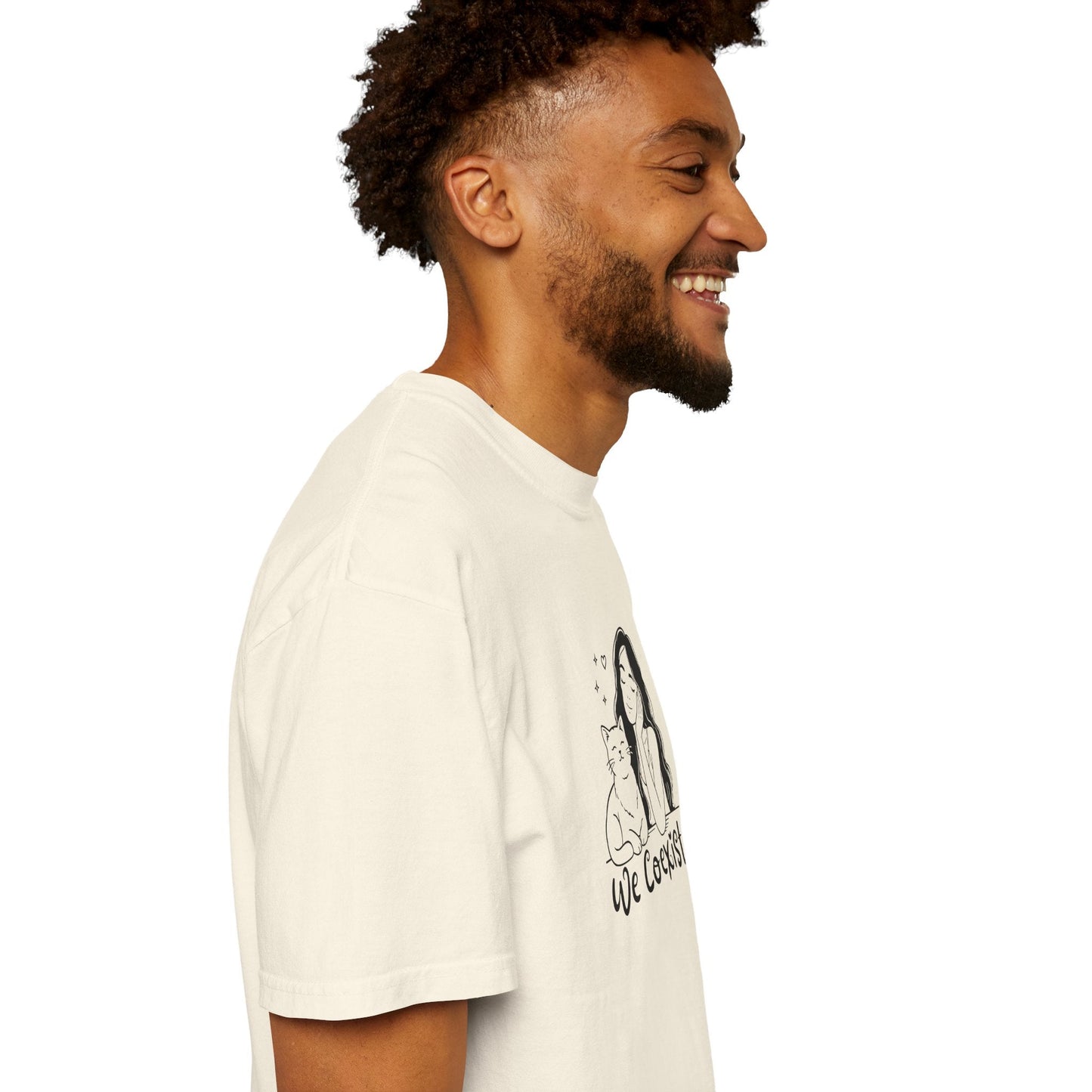 We Coexist T-Shirt – Minimalist Cat Lover Graphic Tee