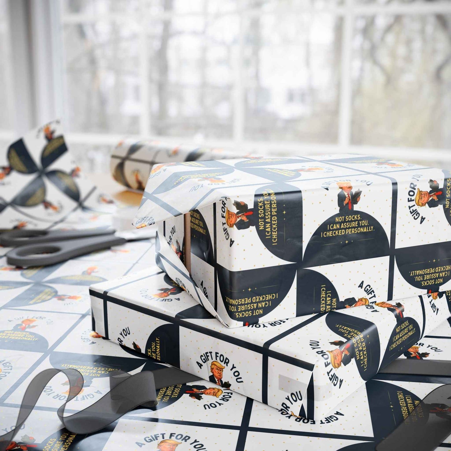 “Not Socks” Wrapping Paper — Political Parody Gift Wrap