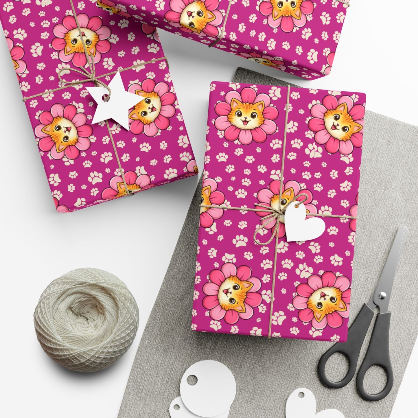 Pink Cat Blossom Gift Wrap | Cute Cat Lover Wrapping Paper