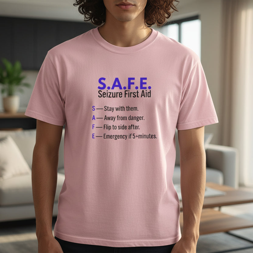 S.A.F.E. Seizure First Aid T-Shirt – Epilepsy Awareness Education Tee