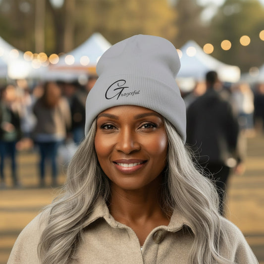 Grateful Embroidered Knit Beanie, Cozy Winter Hat, Gift for Her, Casual Beanie, Trendy Cap, Fall Accessories