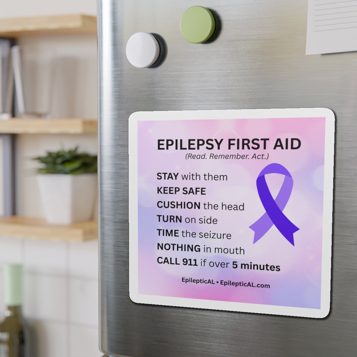 Epilepsy First Aid Magnet | Read. Remember. Act.