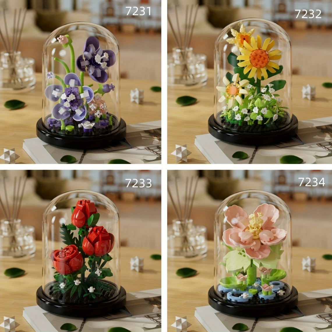 DIY Flower Building Blocks Set - Romantic Proposal Decor, Desktop Ornament & Puzzle Toy, Perfect Birthday Gift Ramadan Mubarak