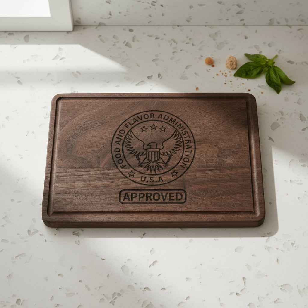 Approved by the Food & Flavor Administration Cutting Board