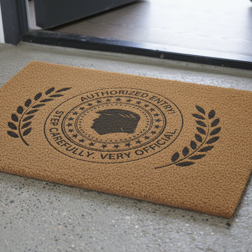 “Authorized Entry” Political Parody Welcome Mat – Step Carefully