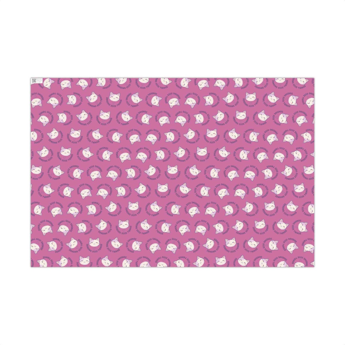 Sending Good Things Cat Gift Wrap – Pink All-Occasion Wrapping Paper