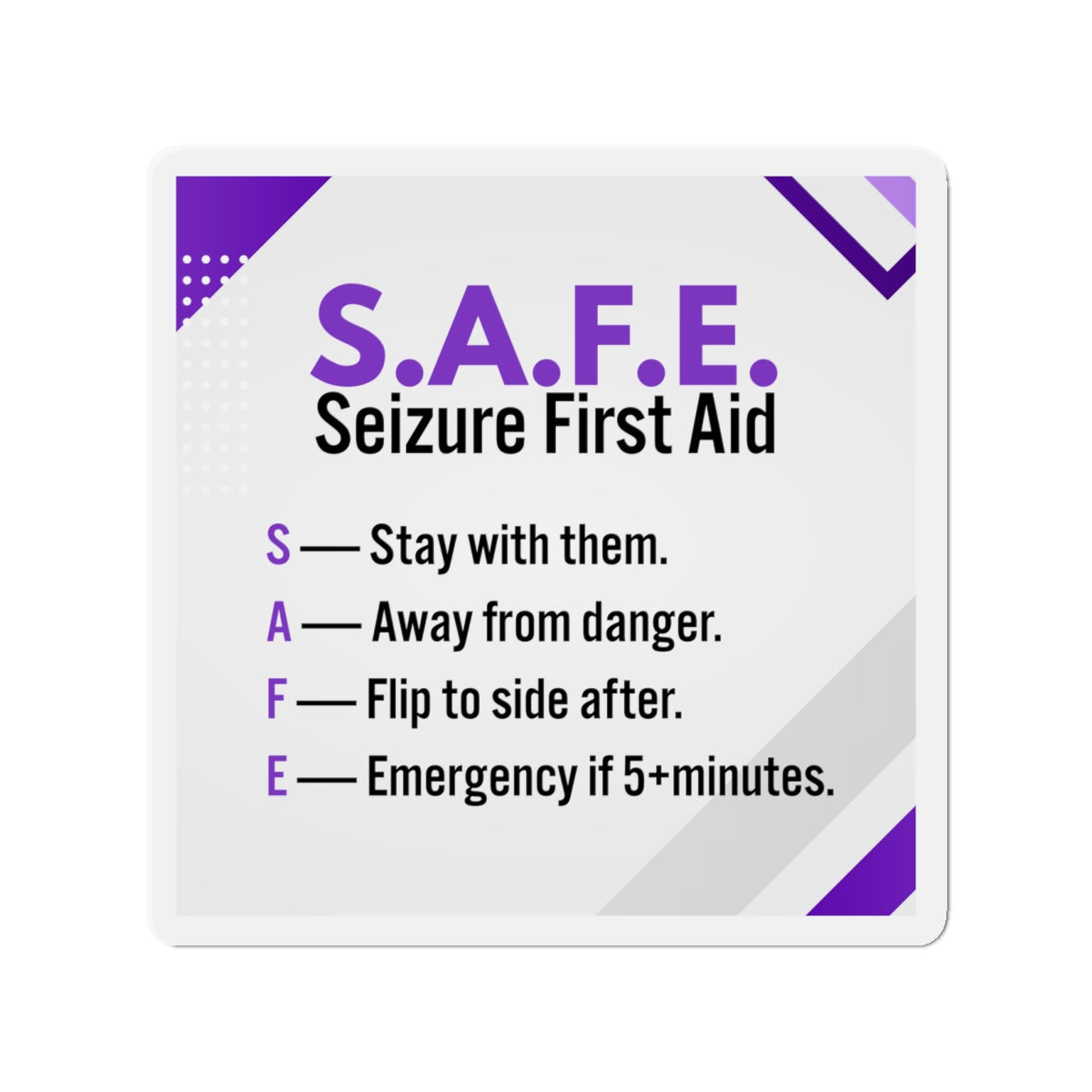 S.A.F.E. Seizure First Aid Magnet – Epilepsy Awareness Emergency Guide
