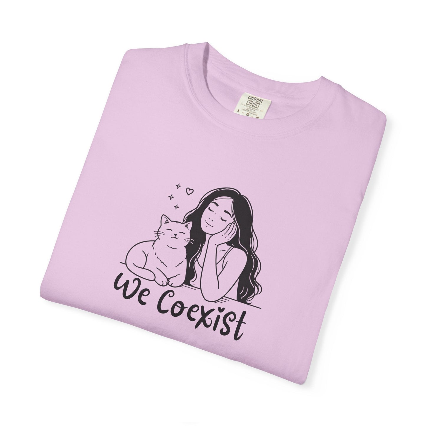 We Coexist T-Shirt – Minimalist Cat Lover Graphic Tee
