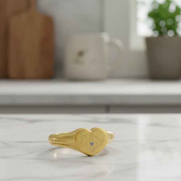 Whiskered Love Heart Signet Ring — Third Wheel, Official Edition