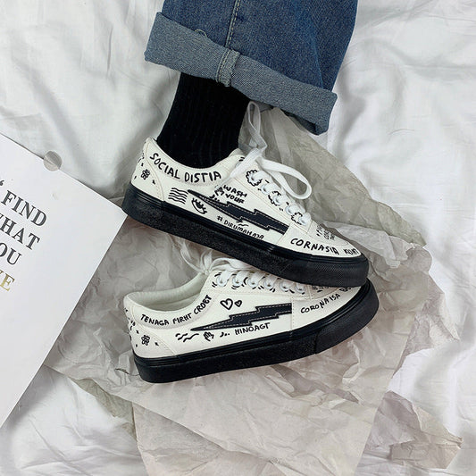 Women's Sports Sneakers Platform Casual Summer Vintage College Student Flats Casual Lace Up Woman Comfort Walking Shoes White Women Sneakers