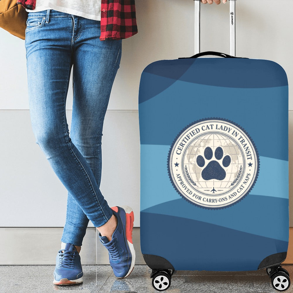 Certified Cat Lady in Transit – Checked Luggage Cover (26"–28") (Large Size)