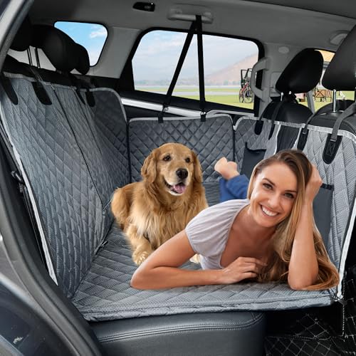 ANOSOSPECIAL Back Seat Extender for DogWaterproof Hard Bottom Dog Car Seat Cover for Back Seat ProtectorFoldable Camping Pet Hammock BedEasy Clean Travelling Accessories Car SUV Truck (Gray)