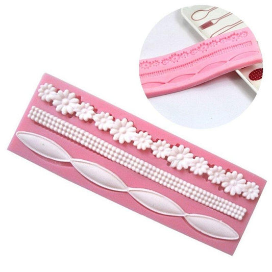 1pcs Cake Fondant Silicone Mold Lace Flower Cake Border Sugarcraft Pastry Mold Bakeware Kitchen Baking Decorating Tool Silicone Fondant Cake Decoration Mould Round Pearls Bubbles Molds Rope Bead Border Mold Chain Mold Gum Pastry Sugar Craft Chocolate Clay