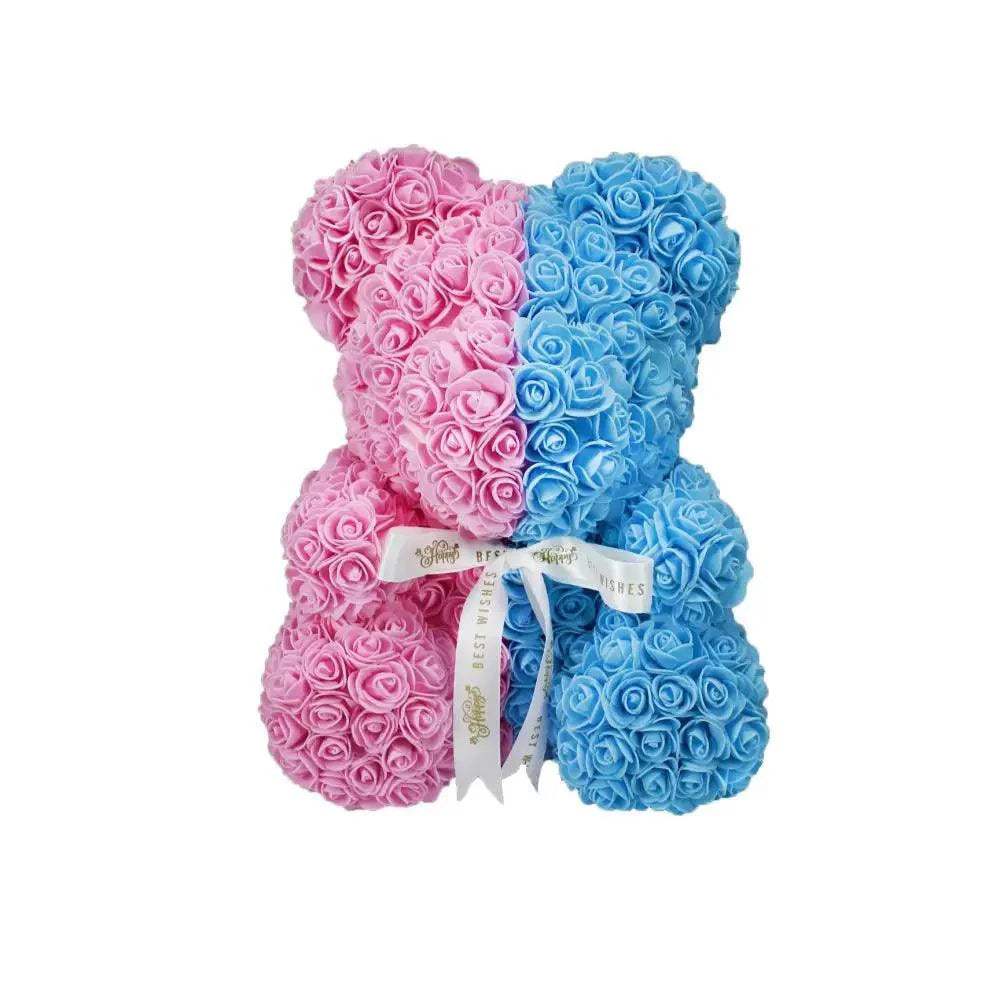 2021 Cute Artificial Flower Rose of Teddy Bear Christmas Decoration for Home Valentines Women Gifts