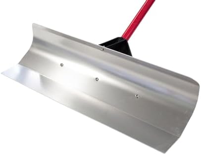 Bully Tools Aluminum Snow Pusher – Heavy Duty Wide Shovel with Long Fiberglass Poly D-Grip Handle for Driveway Snow Removal with Aircraft-Grade Aluminum Large Head, Lightweight Winter Shovel, 30-Inch