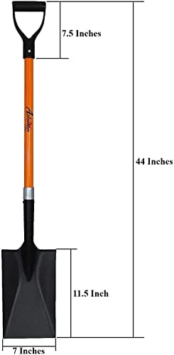 Ashman Spade Shovel (1 Pack) – 41 Inches Long D Handle Grip – The Single Shovel Weighs 2.2 Pounds and has a Durable Handle – Premium Quality Multipurpose Orange Spade Shovel with Strong Build.