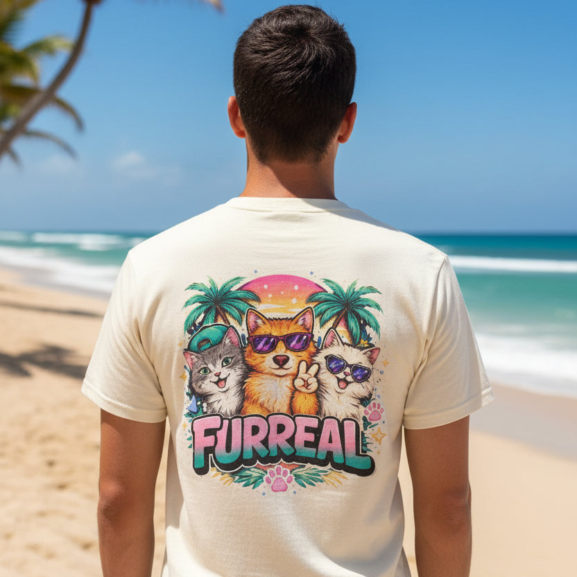Furreal Cat Sunset Tee | Cool Cats, No Explanation Unisex T-Shirt