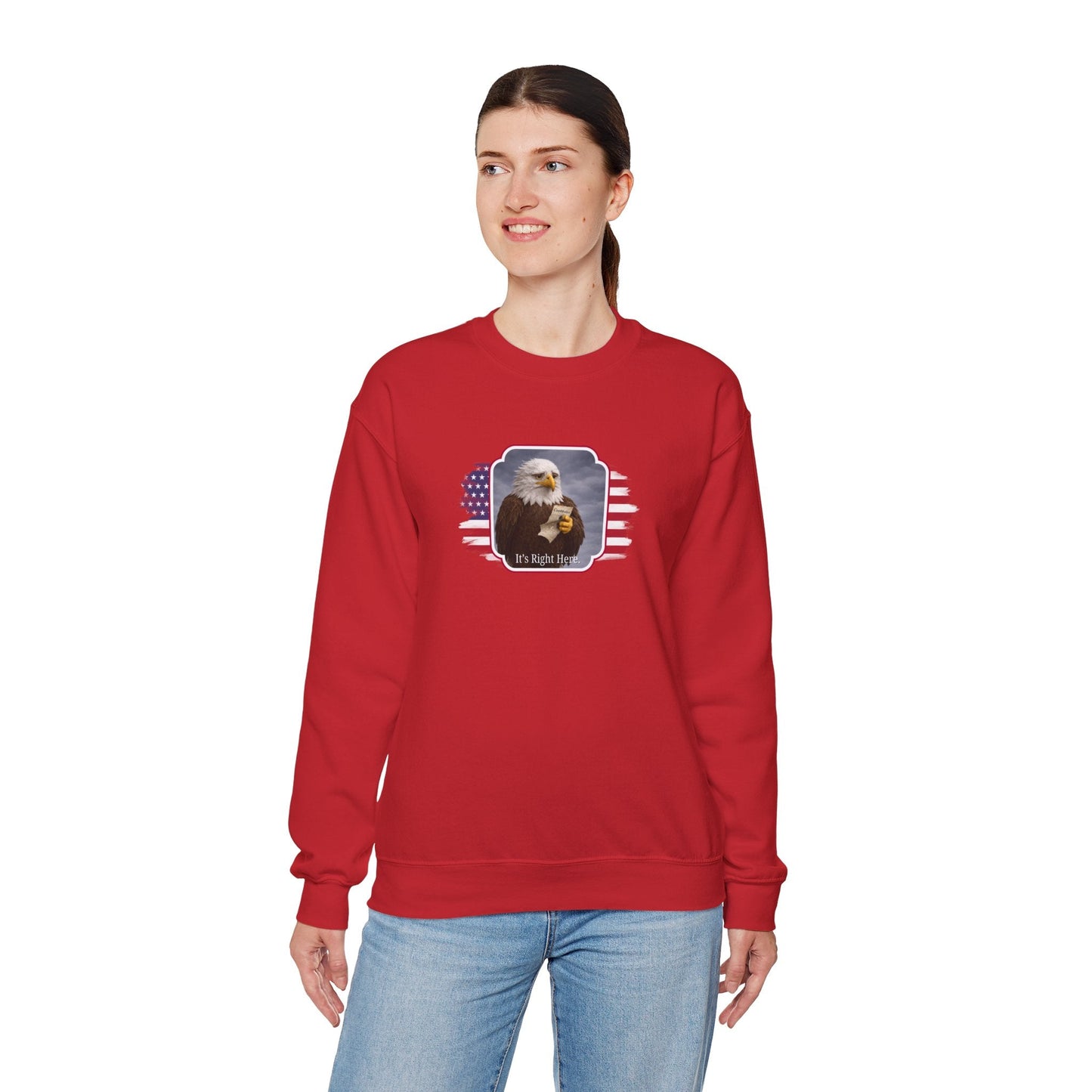 “It’s Right Here” Political Parody Crewneck Sweatshirt
