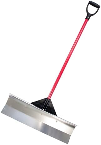 Bully Tools Aluminum Snow Pusher – Heavy Duty Wide Shovel with Long Fiberglass Poly D-Grip Handle for Driveway Snow Removal with Aircraft-Grade Aluminum Large Head, Lightweight Winter Shovel, 30-Inch
