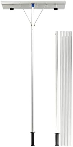 Telescoping Snow Roof Rake, Aluminum Snow Roof Rake, Outdoor Cleaning Tools, Telescopic Pole 147-607cm, Non-Slip Handle, Stable Triangular Structure, No Tool Needed