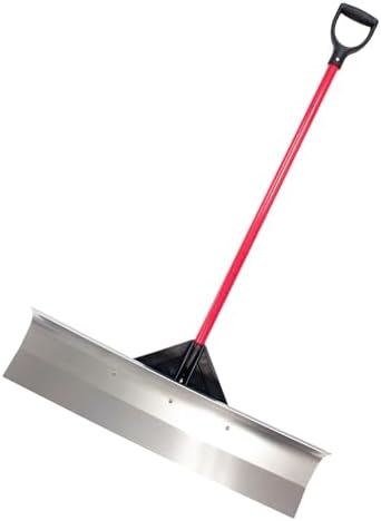 Bully Tools Aluminum Snow Pusher – Heavy Duty Wide Shovel with Long Fiberglass Poly D-Grip Handle for Driveway Snow Removal with Aircraft-Grade Aluminum Large Head, Lightweight Winter Shovel, 36-Inch