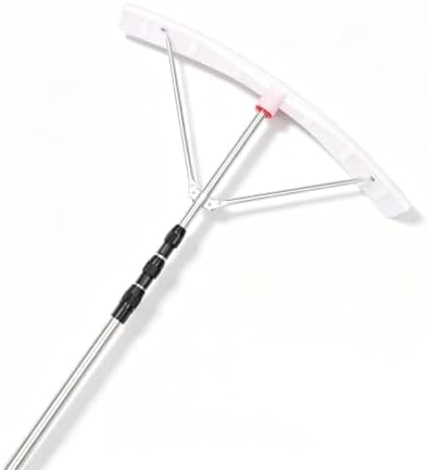 Telescopic Roof Snow Rake, Curved Plastic Scraper Head with Stainless Steel
