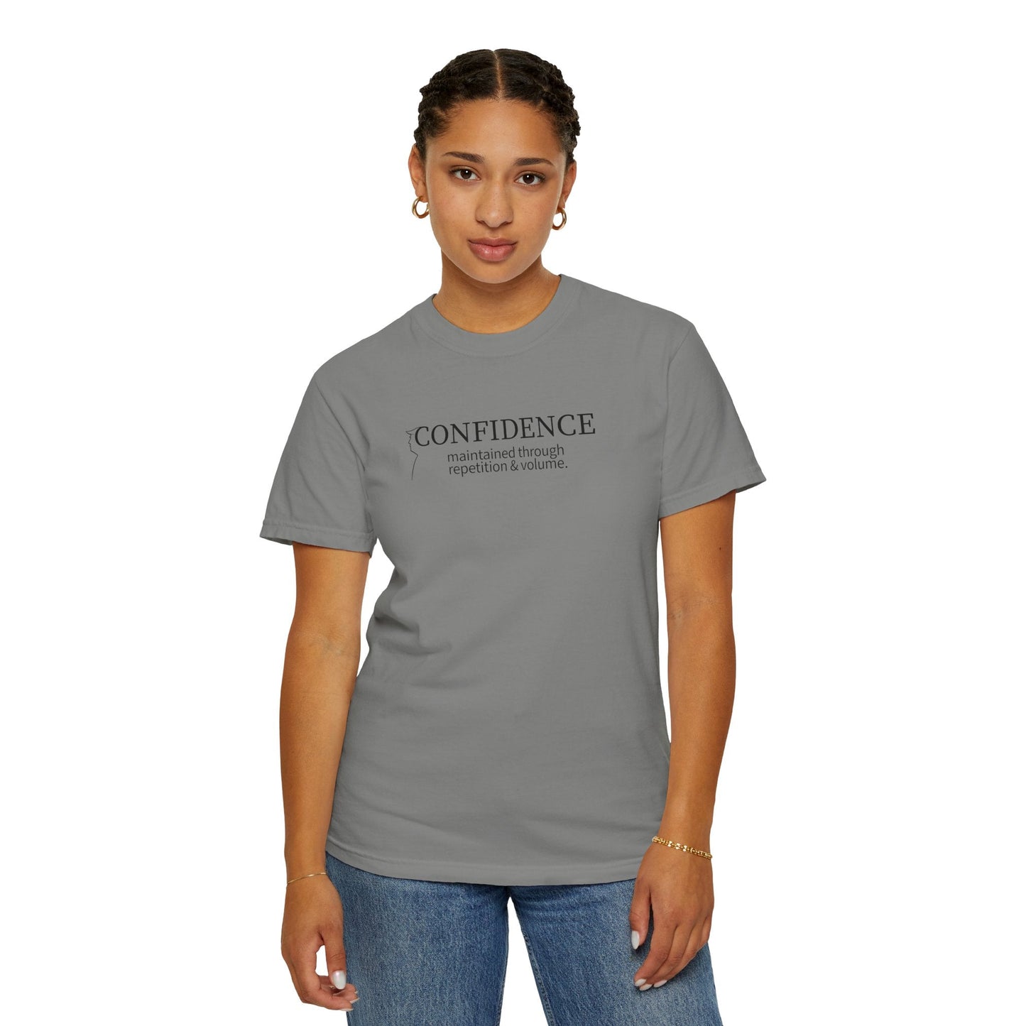 Confidence Maintained T-Shirt – Minimalist Typography Edition