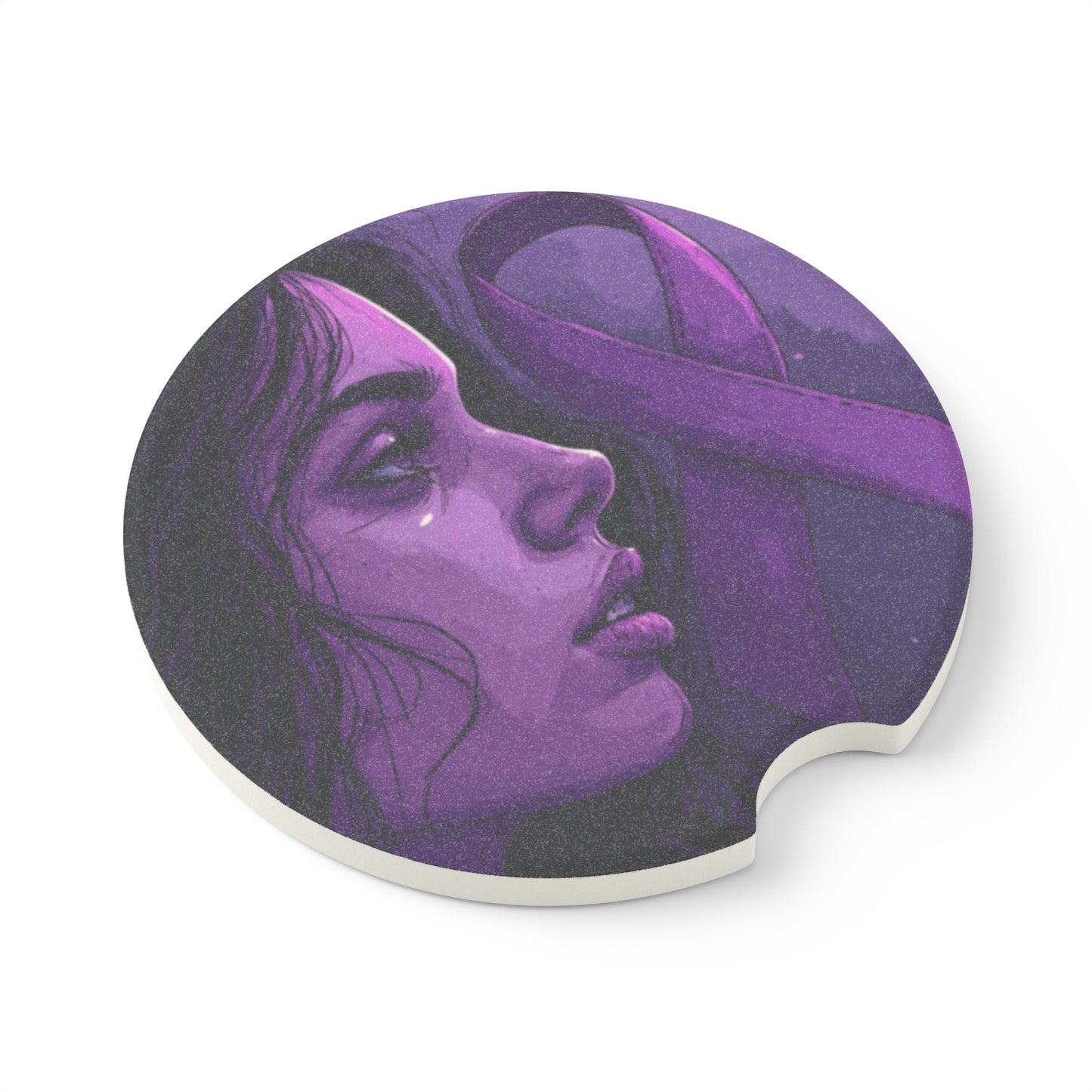 Purple Ribbon Soapstone Car Coaster