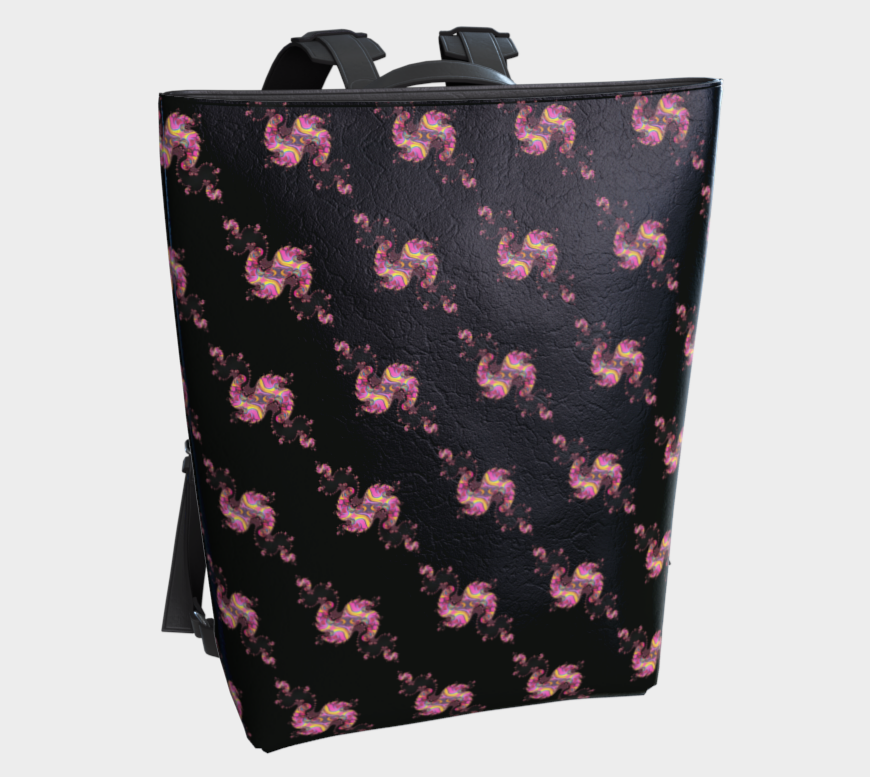 Pink Paisley Pattern Vegan Leather Backpack