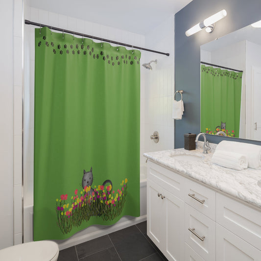 Garden Watch Cat Shower Curtain