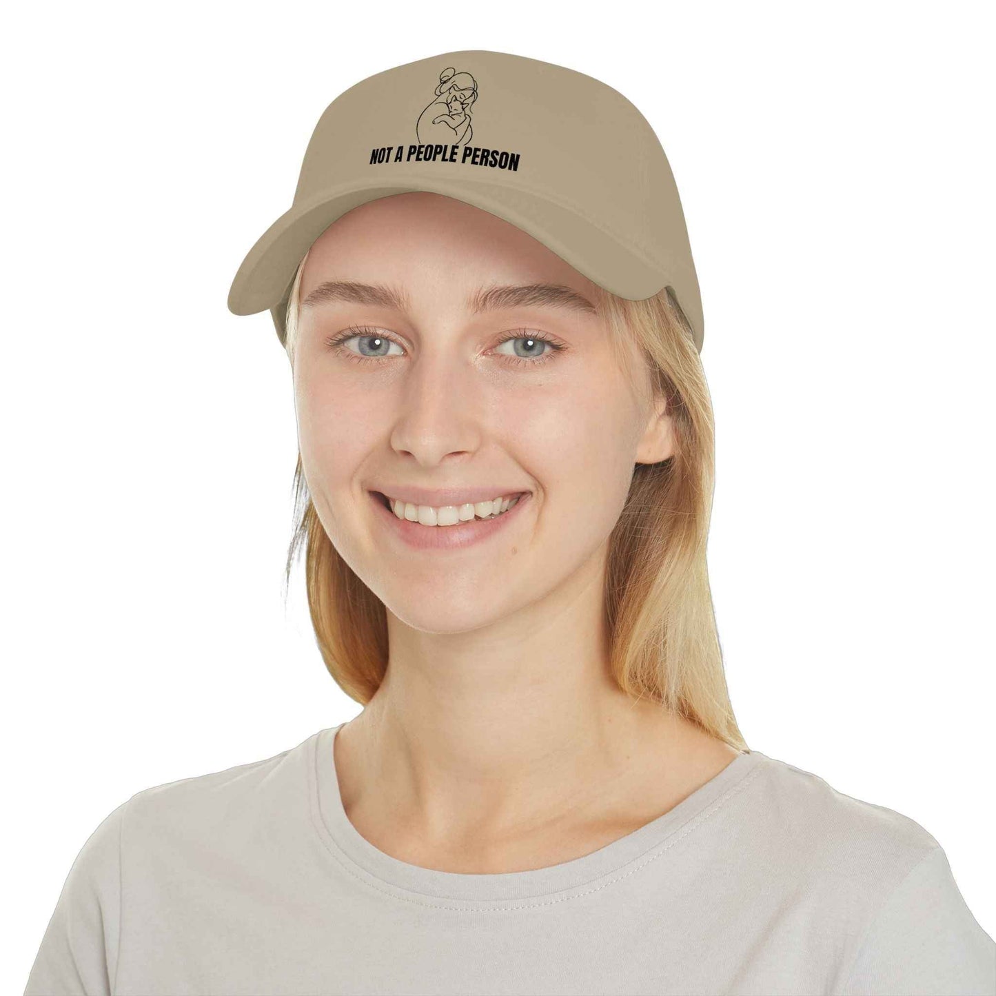 “Not a People Person” Cat Line Art Hat – Low Profile Cotton Cap (Unbothered Edition)
