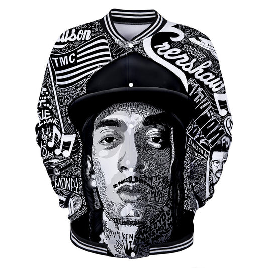 Trendy nipsey hussle casual 3D baseball uniform