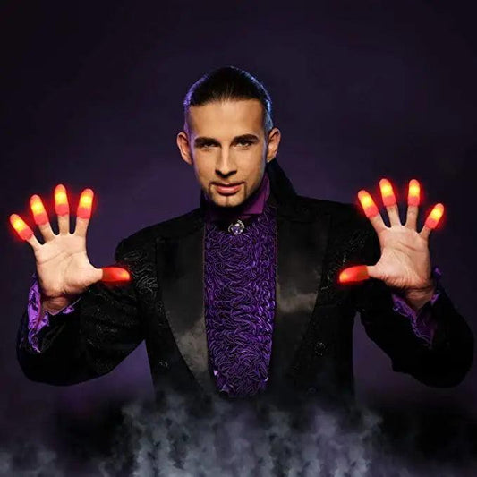 2pcs Red Lightup Magic Thumbs LED Magic Fingers Tricks Thumb Props Amazing Ultra Bright Light Festival Party Toys Illusion Magic Gadgets