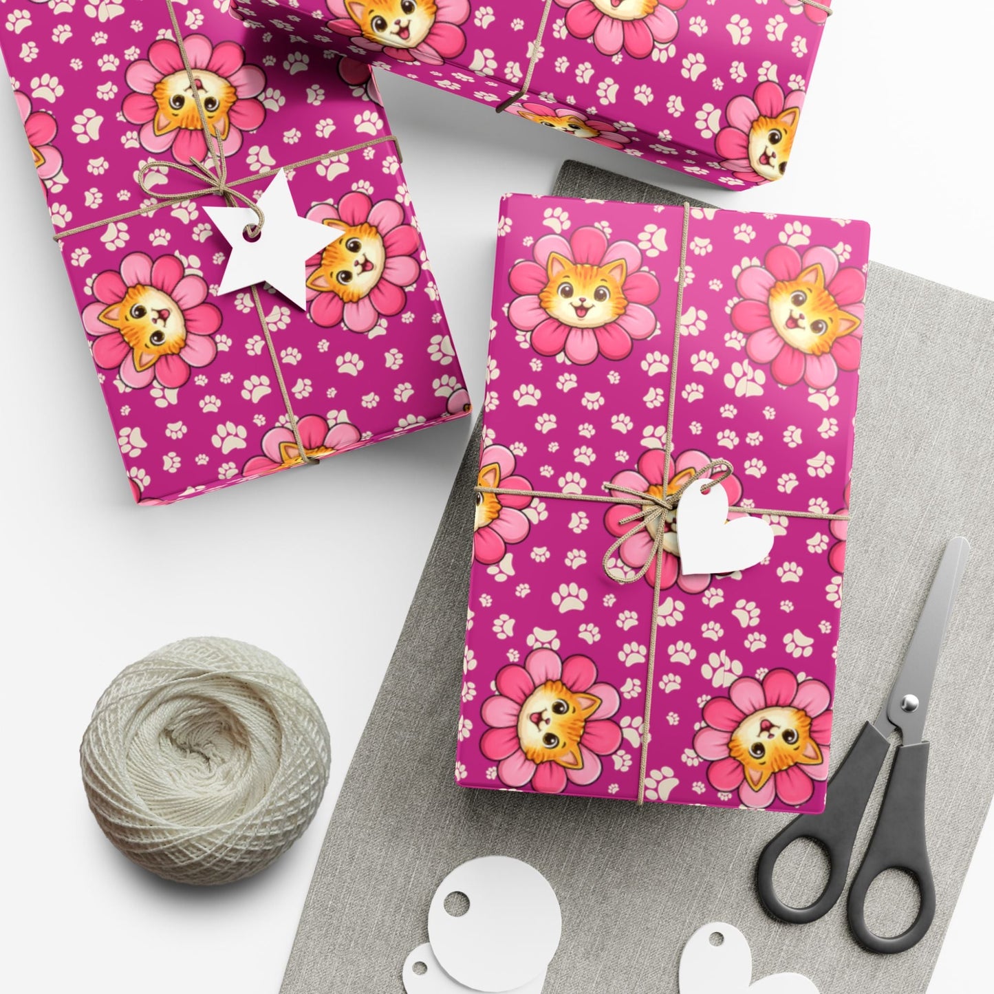 Pink Cat Blossom Gift Wrap | Cute Cat Lover Wrapping Paper