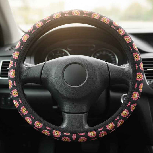 Floral Cat Steering Wheel Cover — Bloom With Attitude Edition