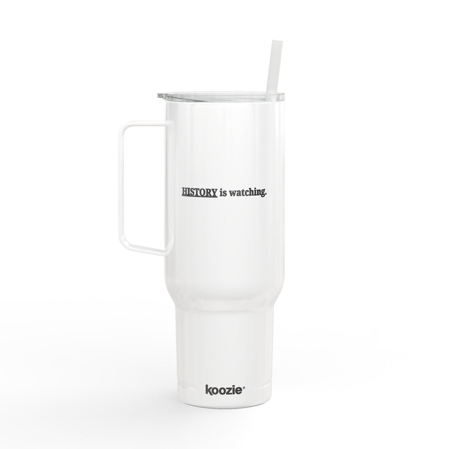 History Is Watching 40oz Insulated Tumbler – Engraved Travel Mug with Handle